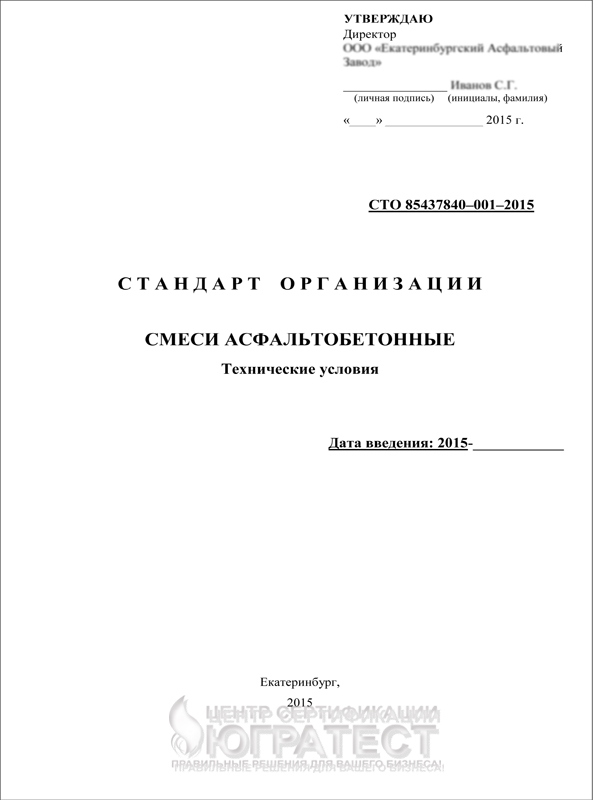 Стандарт предприятия образец